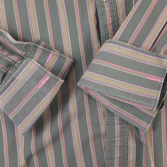 Guess Quality Striped Button Shirt French Cuff - Picture 3 of 8